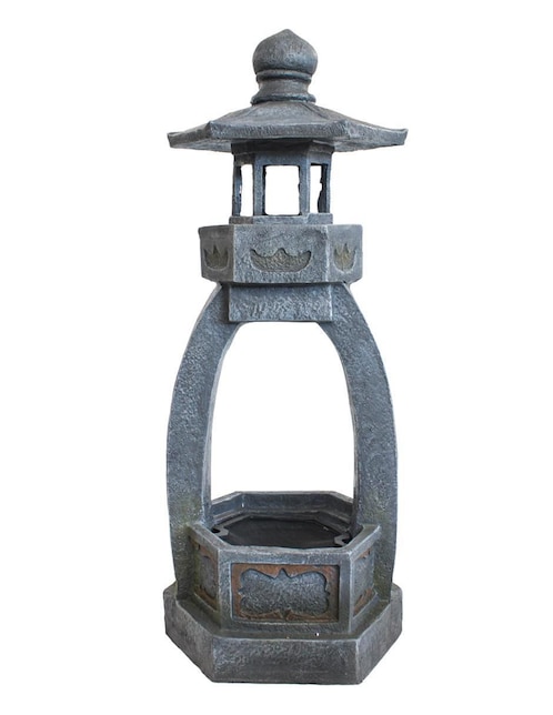 Fuente de agua Galerias El Triunfo Faro con luz y movimiento de poliresina