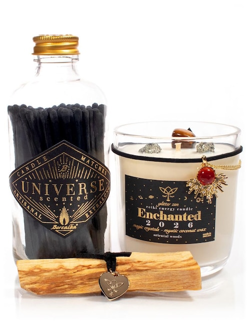 Kit de vela Glitter Zen Mystic Bundles 3 piezas aroma maderas finas
