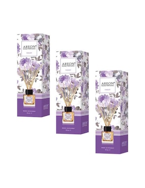 Difusor Ambientador De Varillas Areon 50 Ml Aroma Violet Pack3