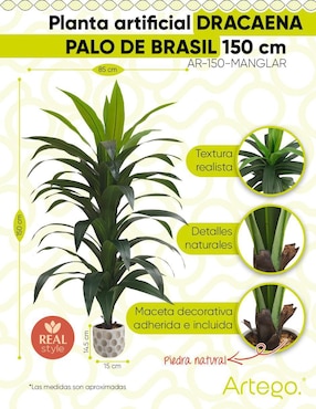 Palo de brasil artificial Artego con maceta