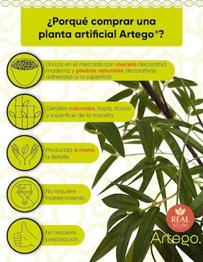 Bambú artificial Artego con maceta