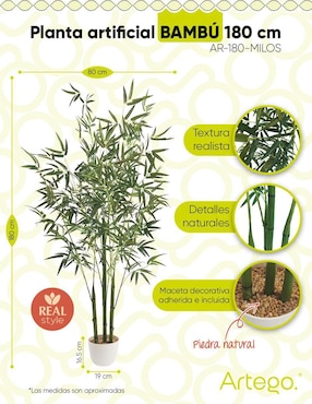 Bambú artificial Artego con maceta