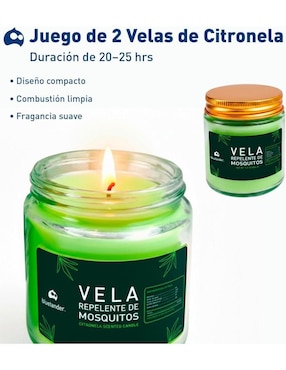 Kit de vela Bluelander 2 piezas aroma citronela