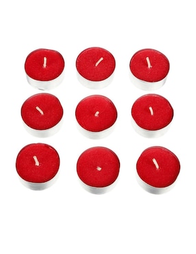 Set De 9 Velas Haus Tea Light Chico Rojo