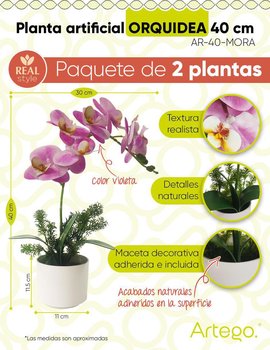 Orquídea artificial artego con maceta