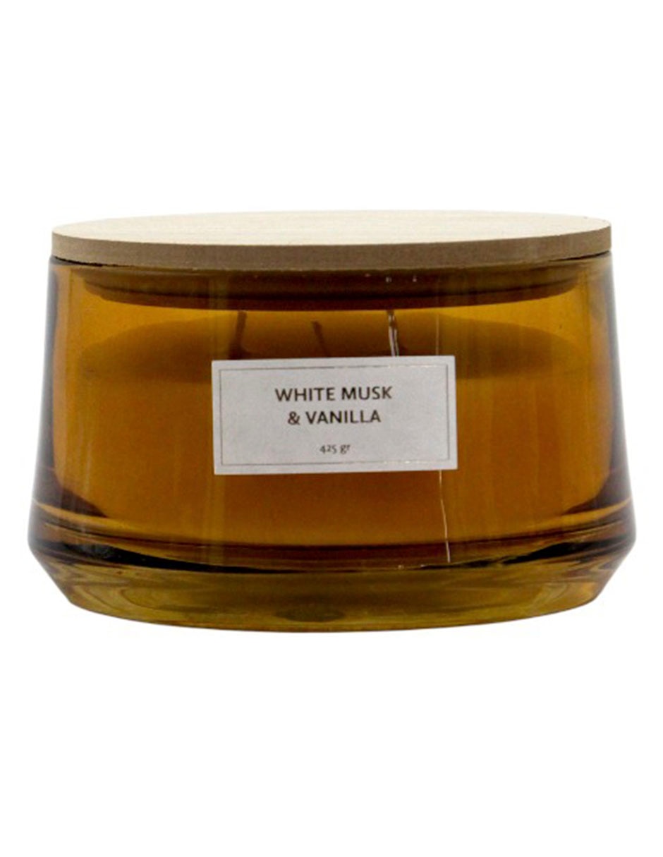 Vela aromática aroma almizcle blanco y vainilla