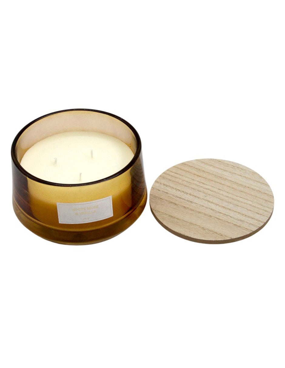 Vela aromática aroma almizcle blanco y vainilla 3