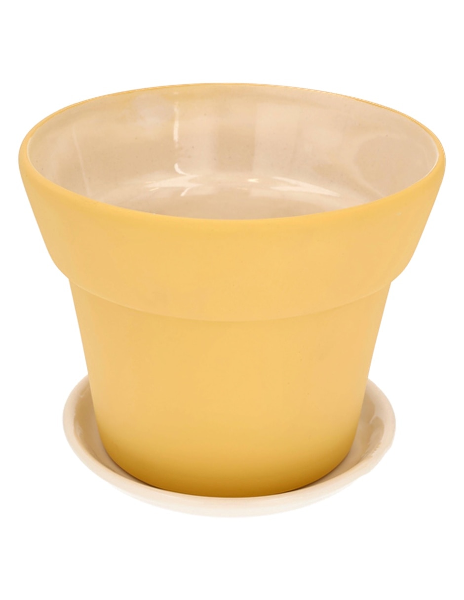 MACETA IRREGULAR CERÁMICA, G, AMARILLO