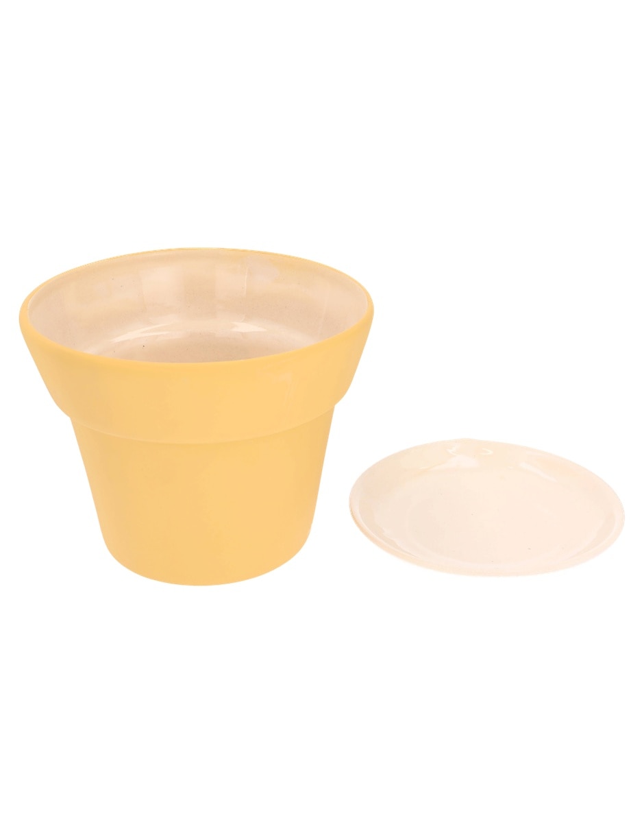 MACETA IRREGULAR CERÁMICA, G, AMARILLO